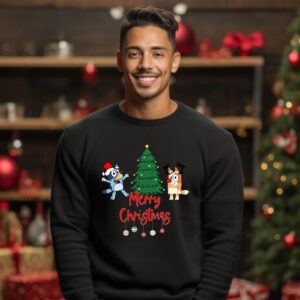 Bluey Dog Merry Christmas Sweatshirt, Bluey Christmas Jumper, Unisex Top