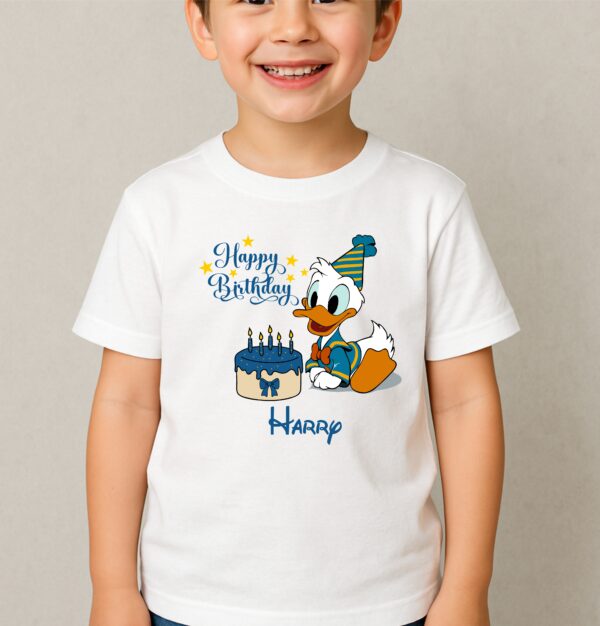 Personalised Kids Birthday T Shirt, Little Donald Duck Shirt, Birthday Top