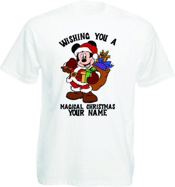 Personalised Wishing you A Merry Christmas T shirt, Mickey Mouse Christmas T Shirt