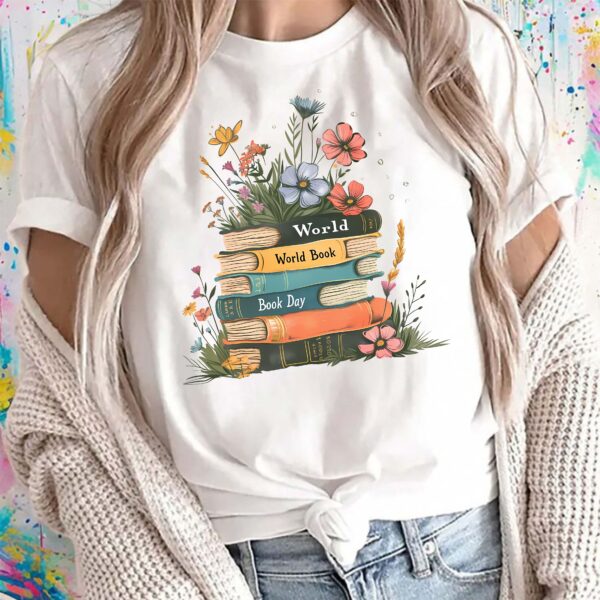 World Book Day T-Shirt, Book Lover Top, Stack Of Books Shirt, World Book Day 2026