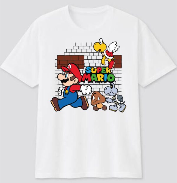 Super Mario Cartoon Graphic T shirt, Mario Characters Top, Unisex Kids And Adults T Shirt