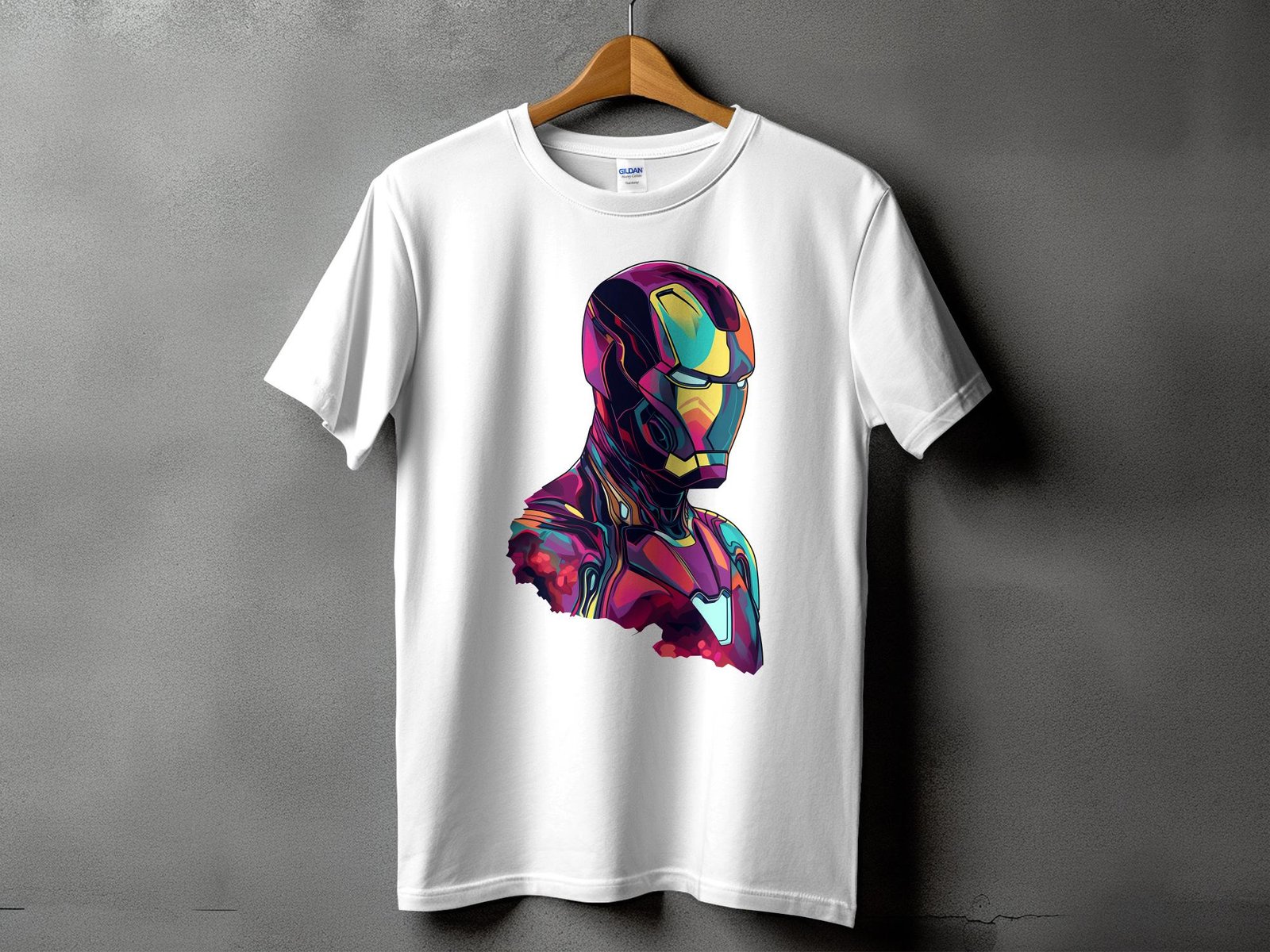 Colorful Iron Man Graphic White T-Shirt - Image 3