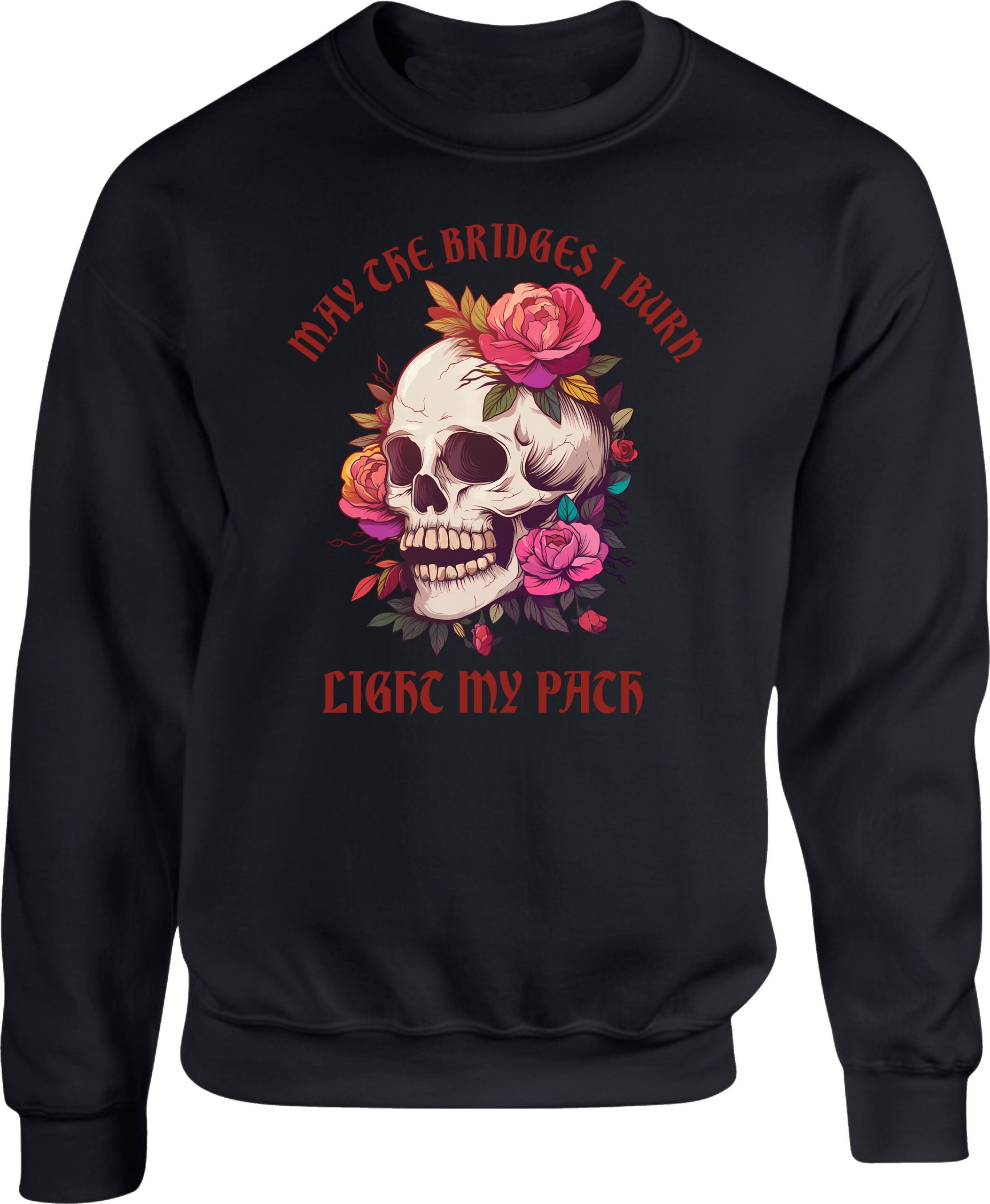Floral Skull May The Bridges I Burn Graphic Sweatshirt - Image 2