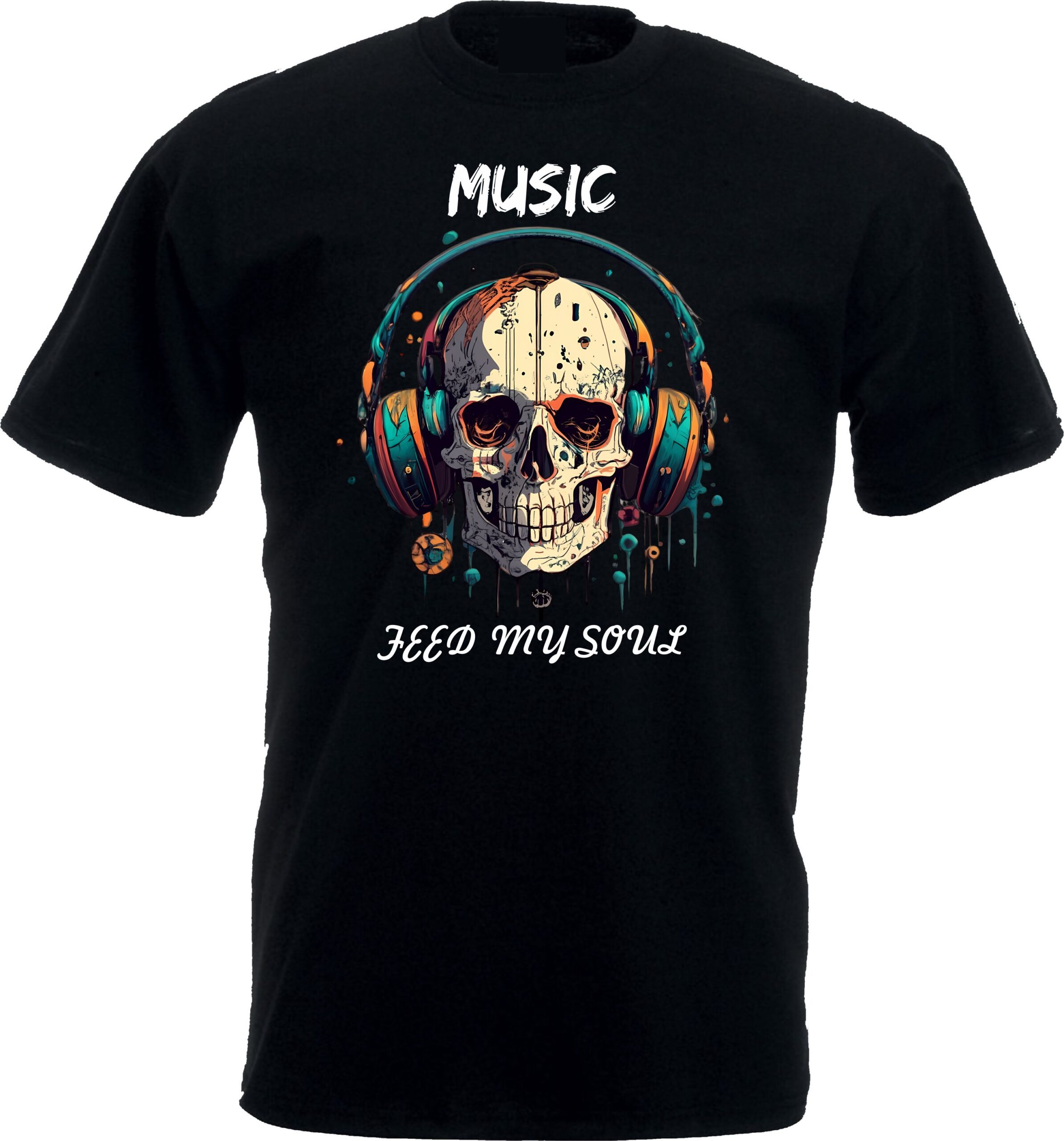 Music Feed My Soul Skull Graphic T-Shirt - Image 2