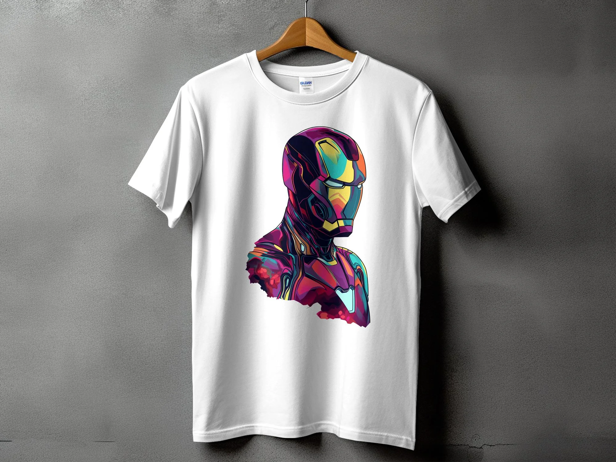 Colorful Iron Man Graphic White T-Shirt
