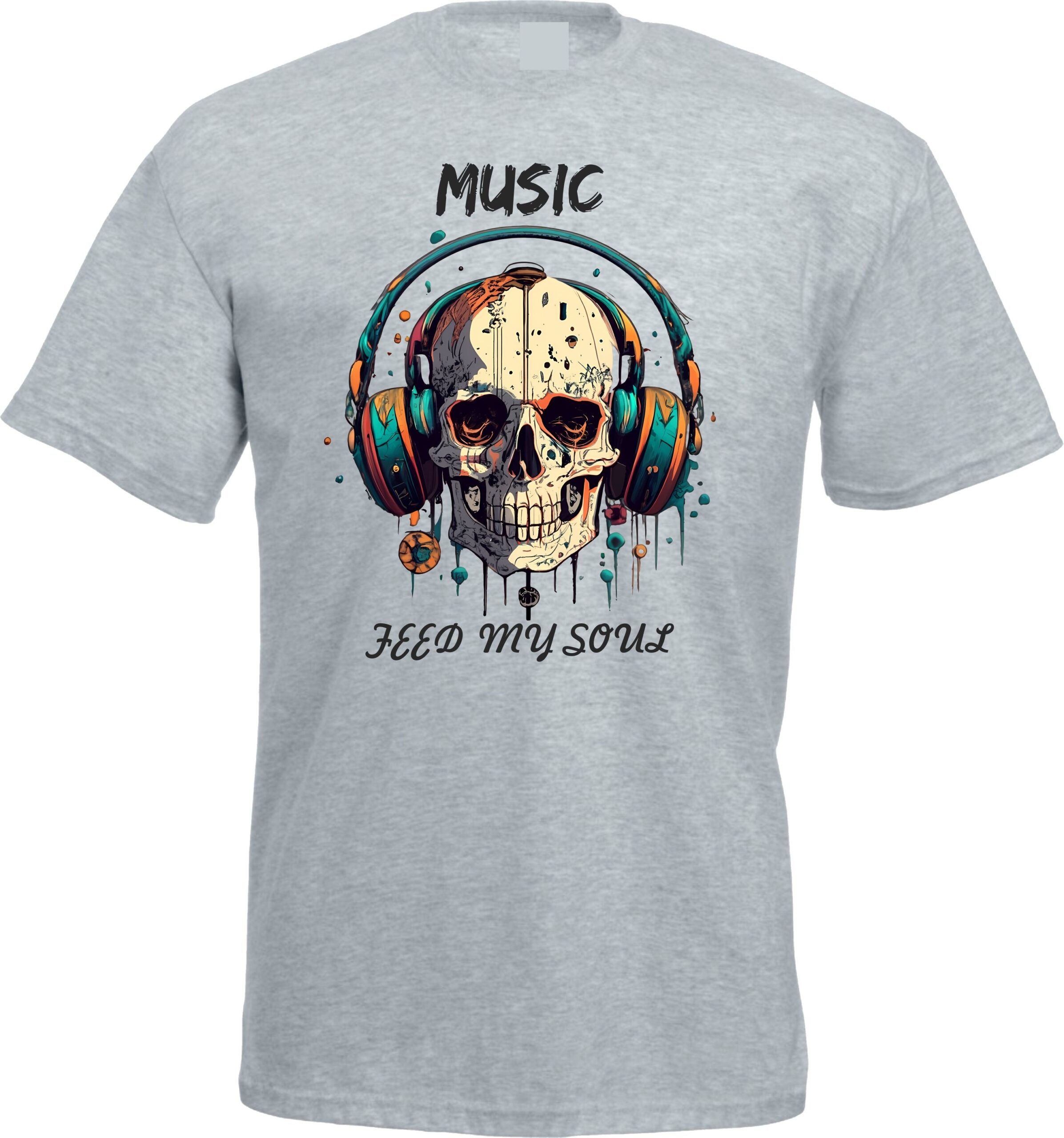 Music Feed My Soul Skull Graphic T-Shirt - Image 3