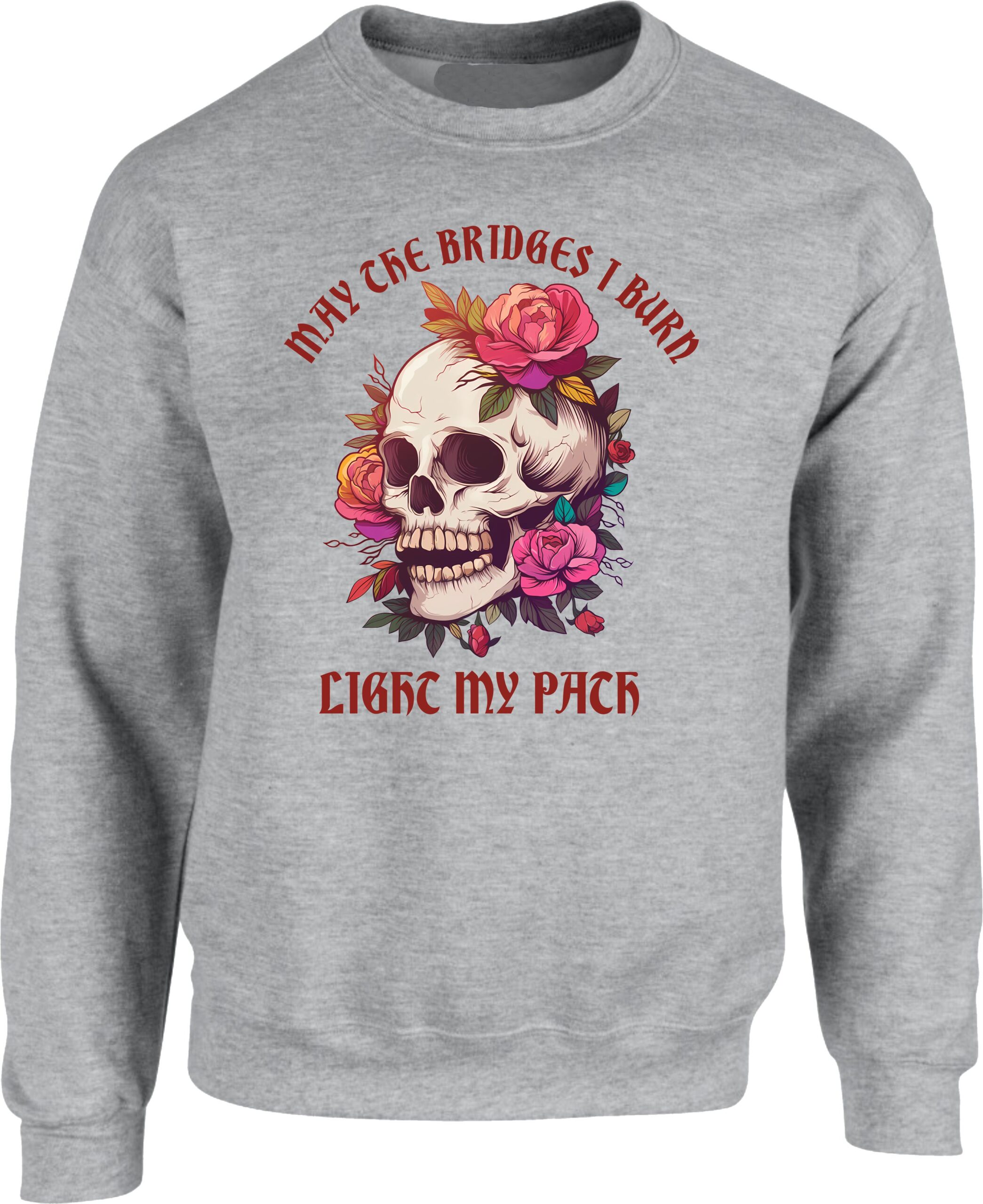 Floral Skull May The Bridges I Burn Graphic Sweatshirt - Image 3