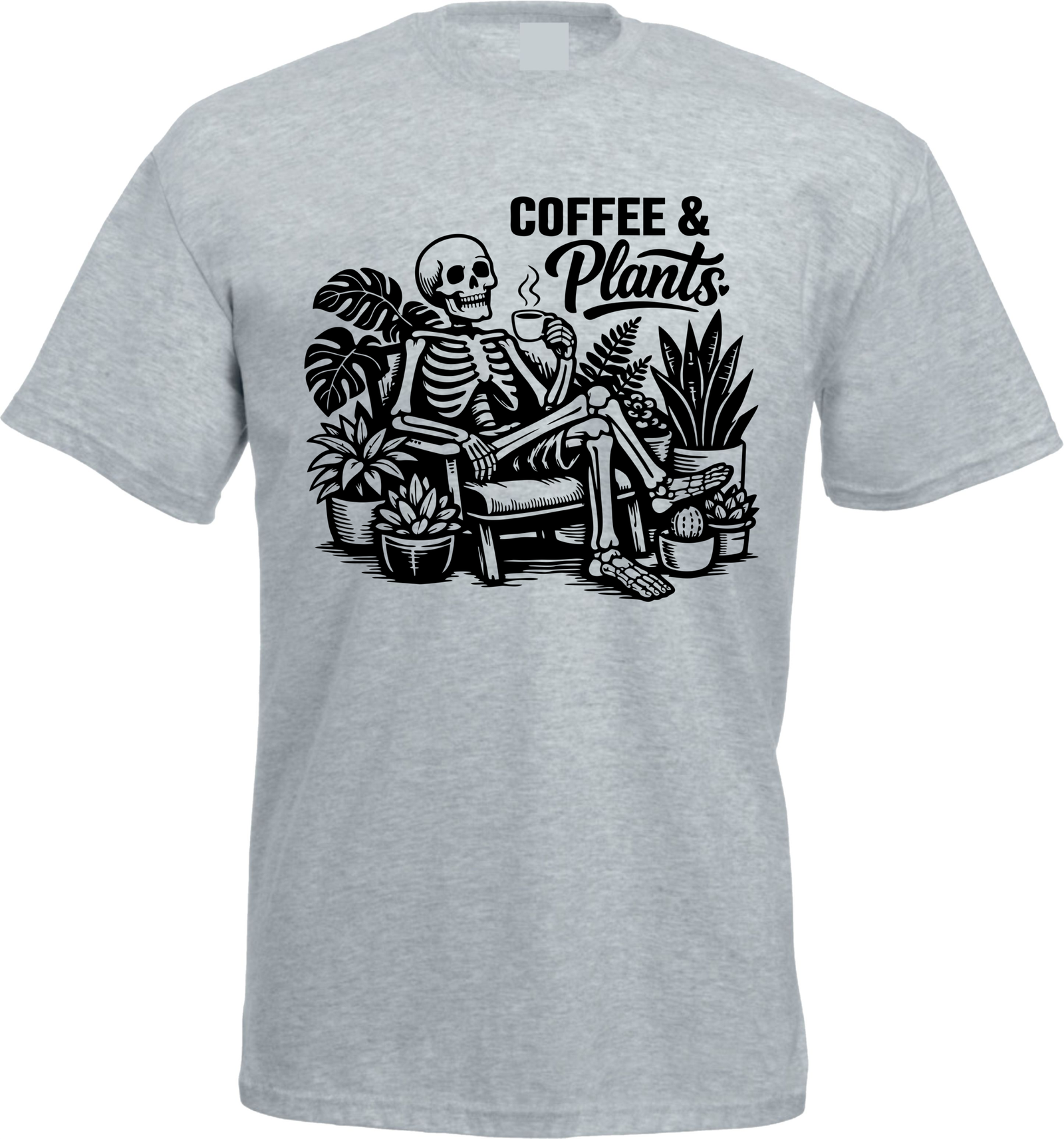 Coffee and Plants Skeleton White T-Shirt - Image 3