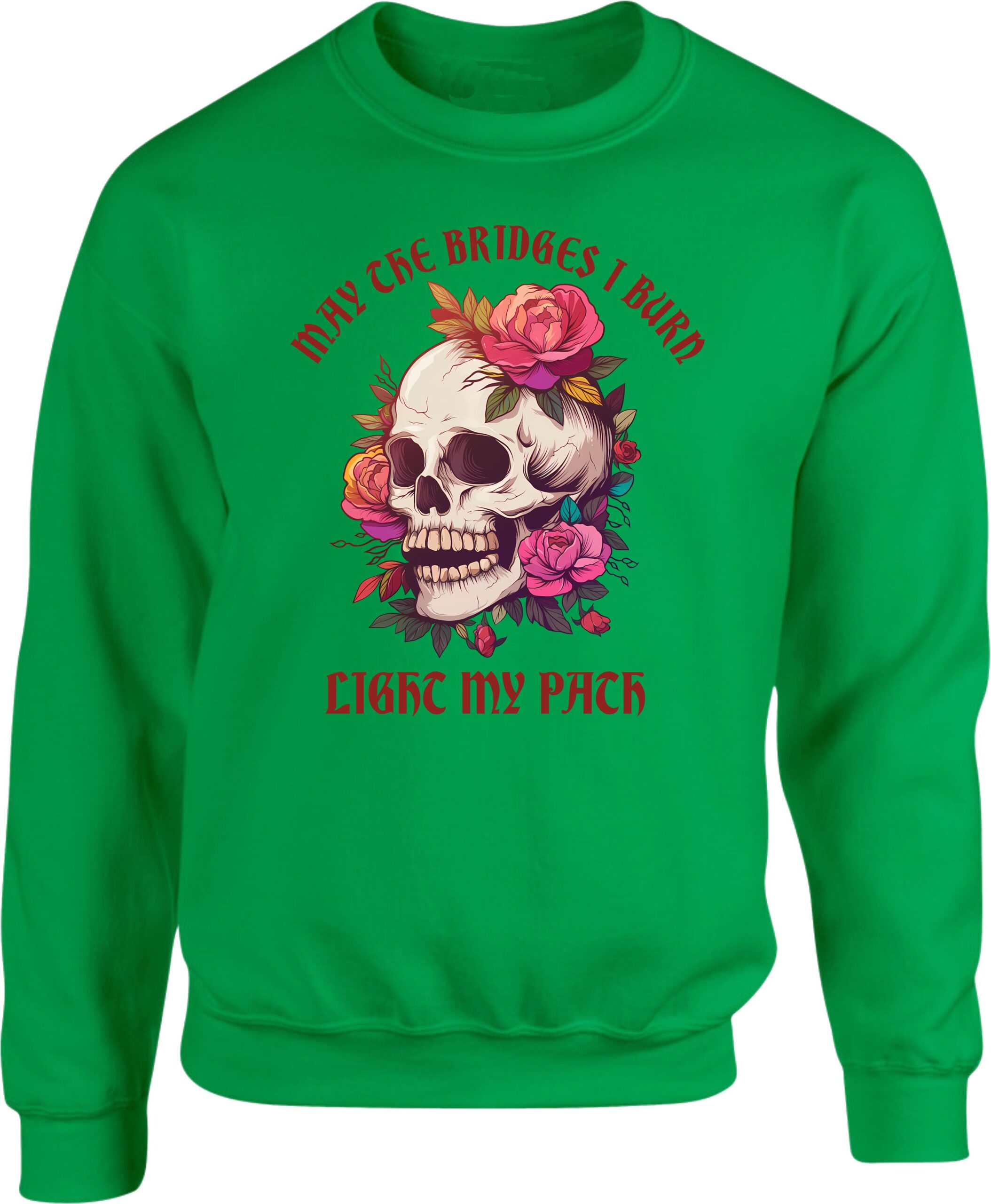 Floral Skull May The Bridges I Burn Graphic Sweatshirt - Image 4