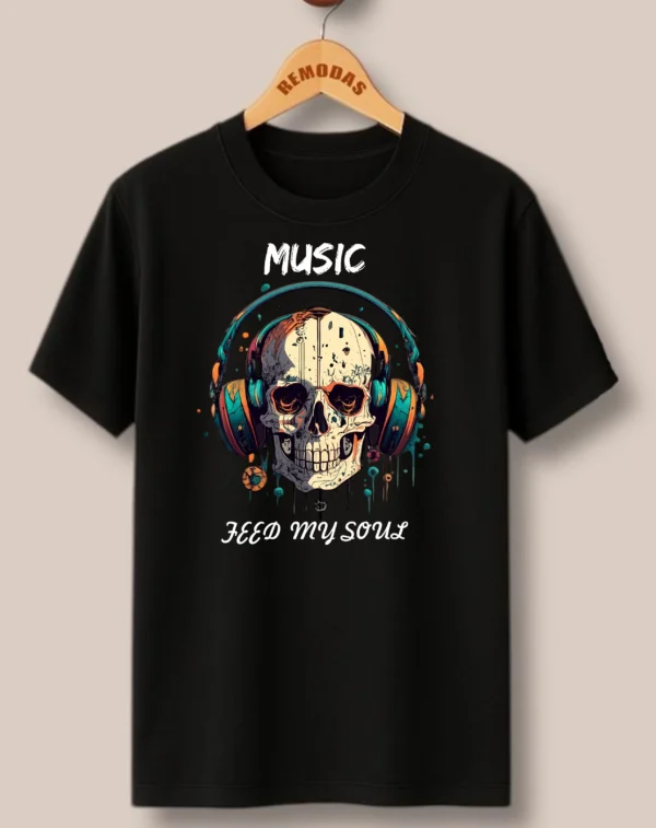 Music Feed My Soul Skull Graphic T-Shirt