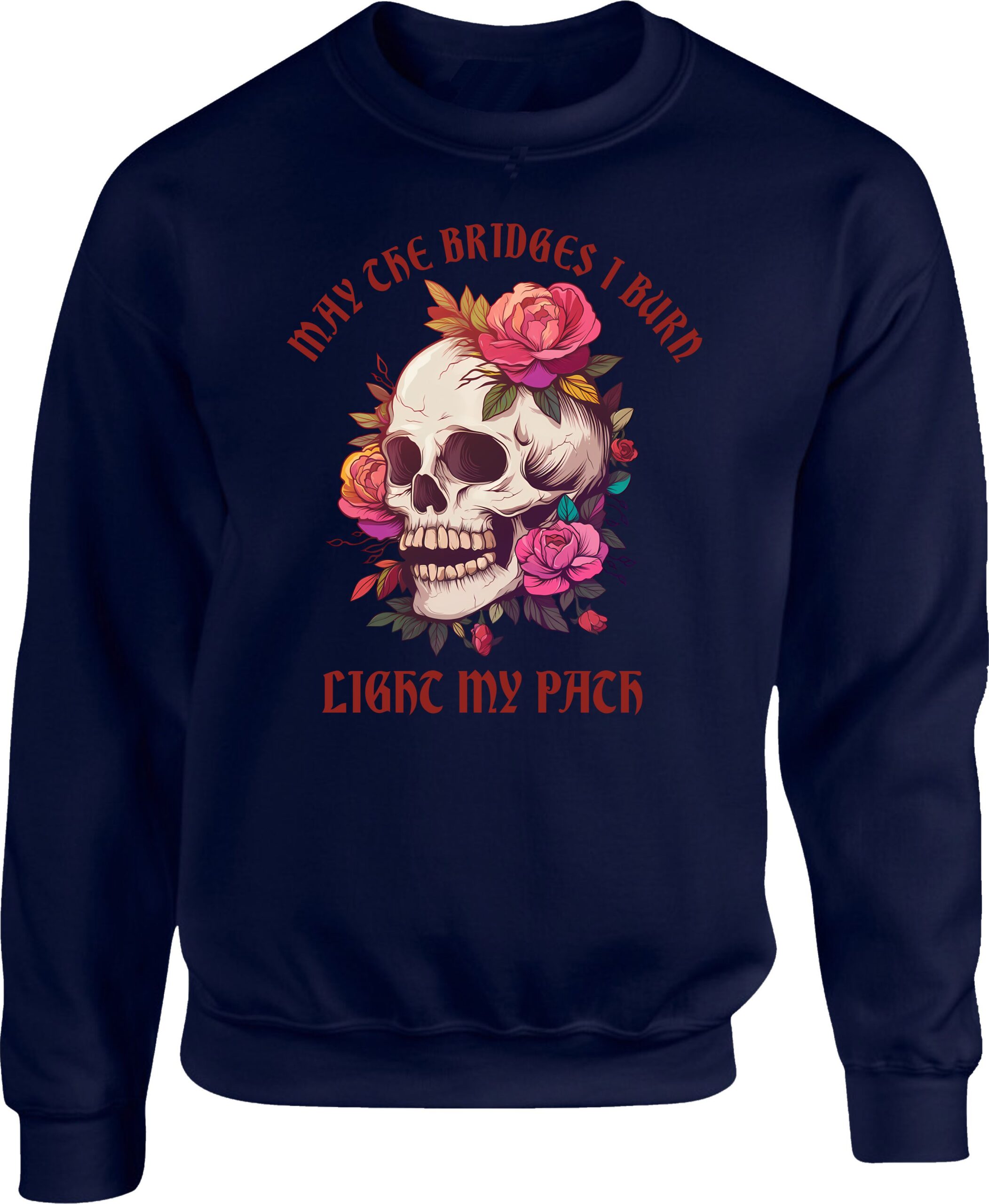 Floral Skull May The Bridges I Burn Graphic Sweatshirt - Image 5