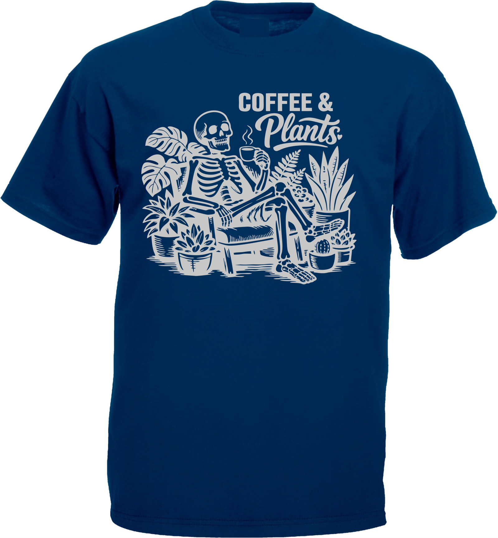Coffee and Plants Skeleton White T-Shirt - Image 4