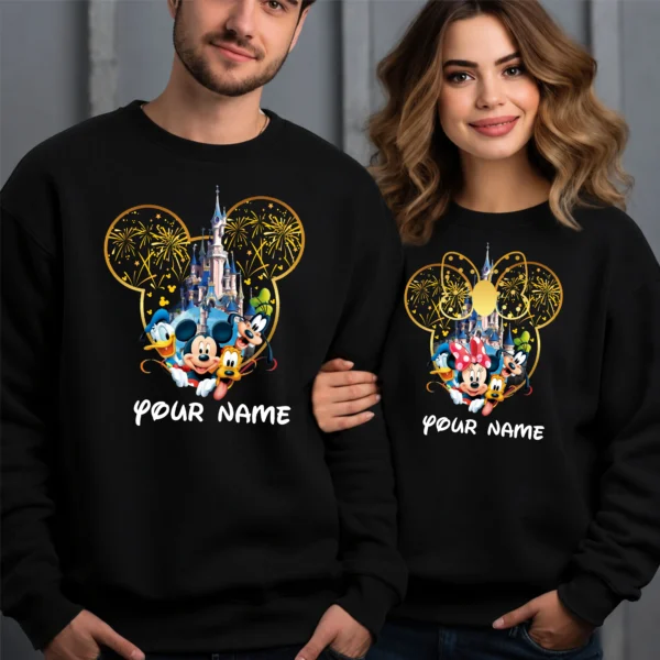 Personalised Matching Disney Castle Couple Sweatshirts