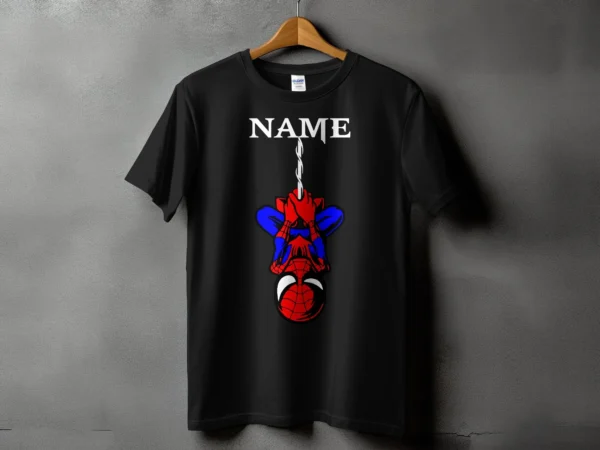 Personalized Hanging Superhero Name White T-Shirt