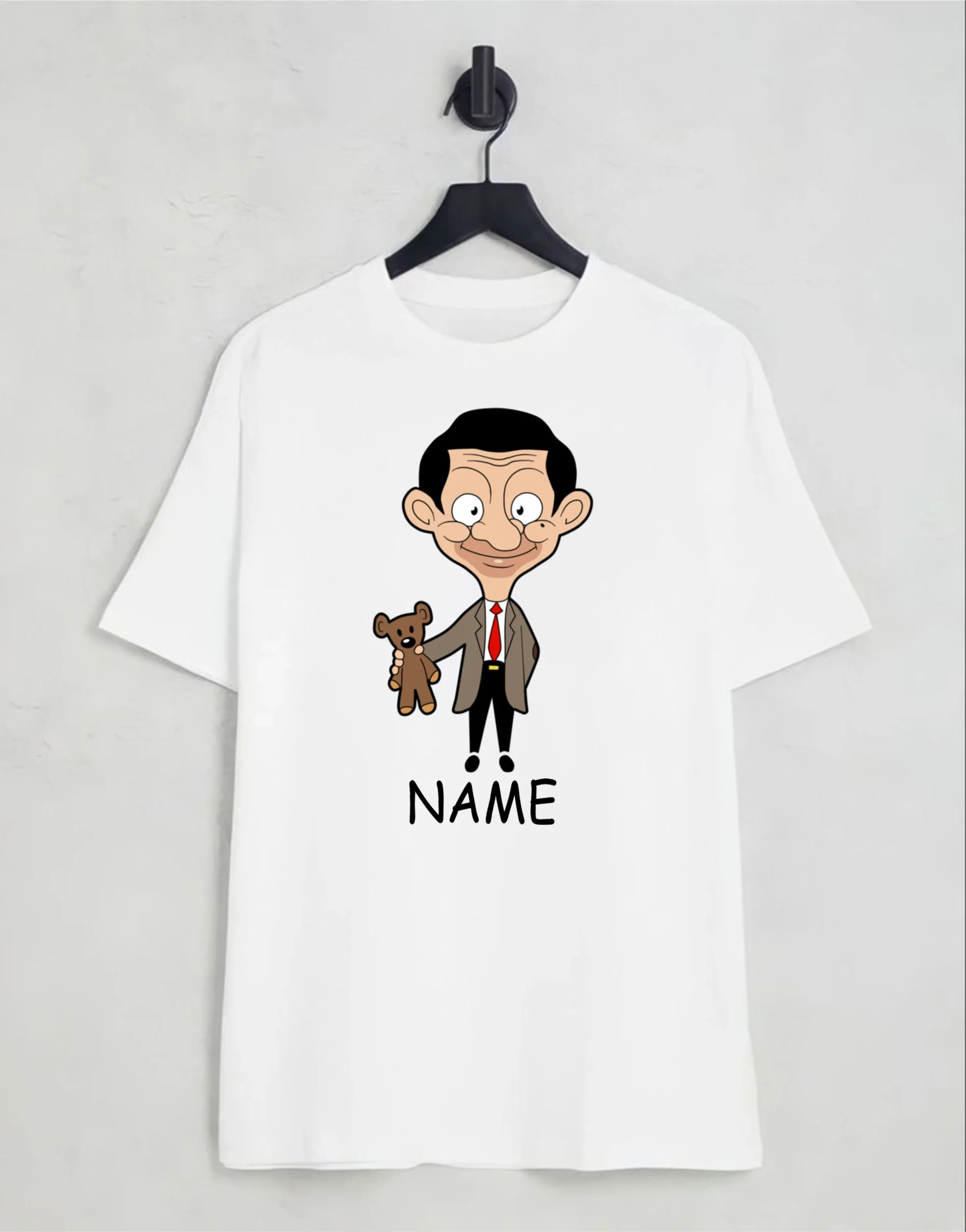 Personalized Mr Bean with Teddy White T-Shirt