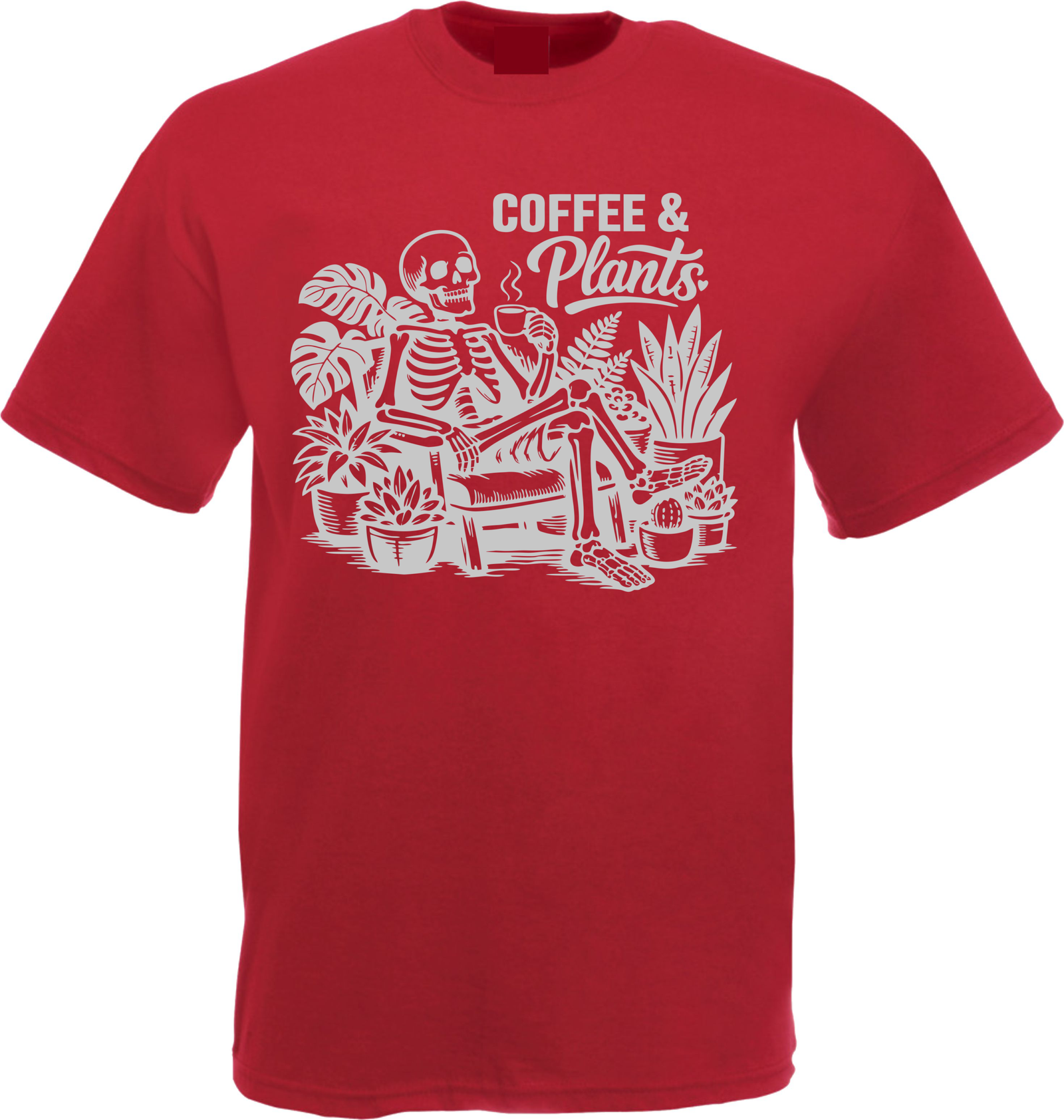 Coffee and Plants Skeleton White T-Shirt - Image 7