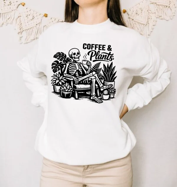 Skeleton Houseplant Coffee Lover Jumper