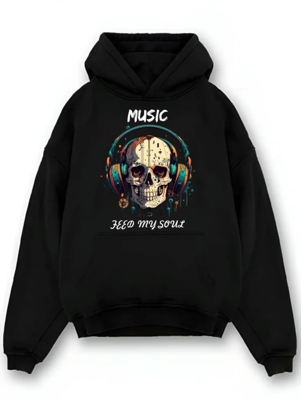 Skull with Headphones Music Lover Graphic Hoodie