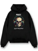 Skull with Headphones Music Lover Graphic Hoodie