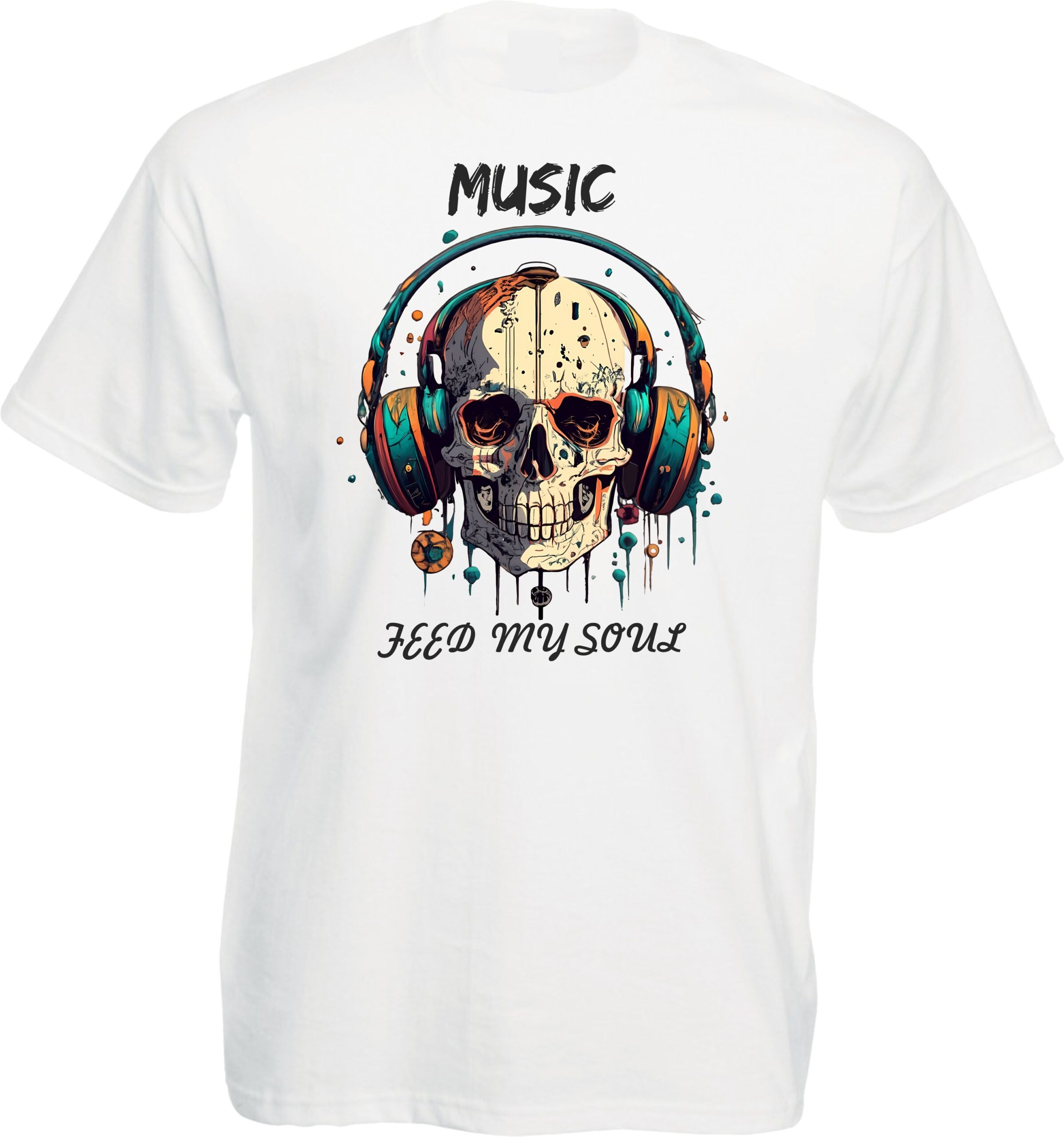 Music Feed My Soul Skull Graphic T-Shirt - Image 9
