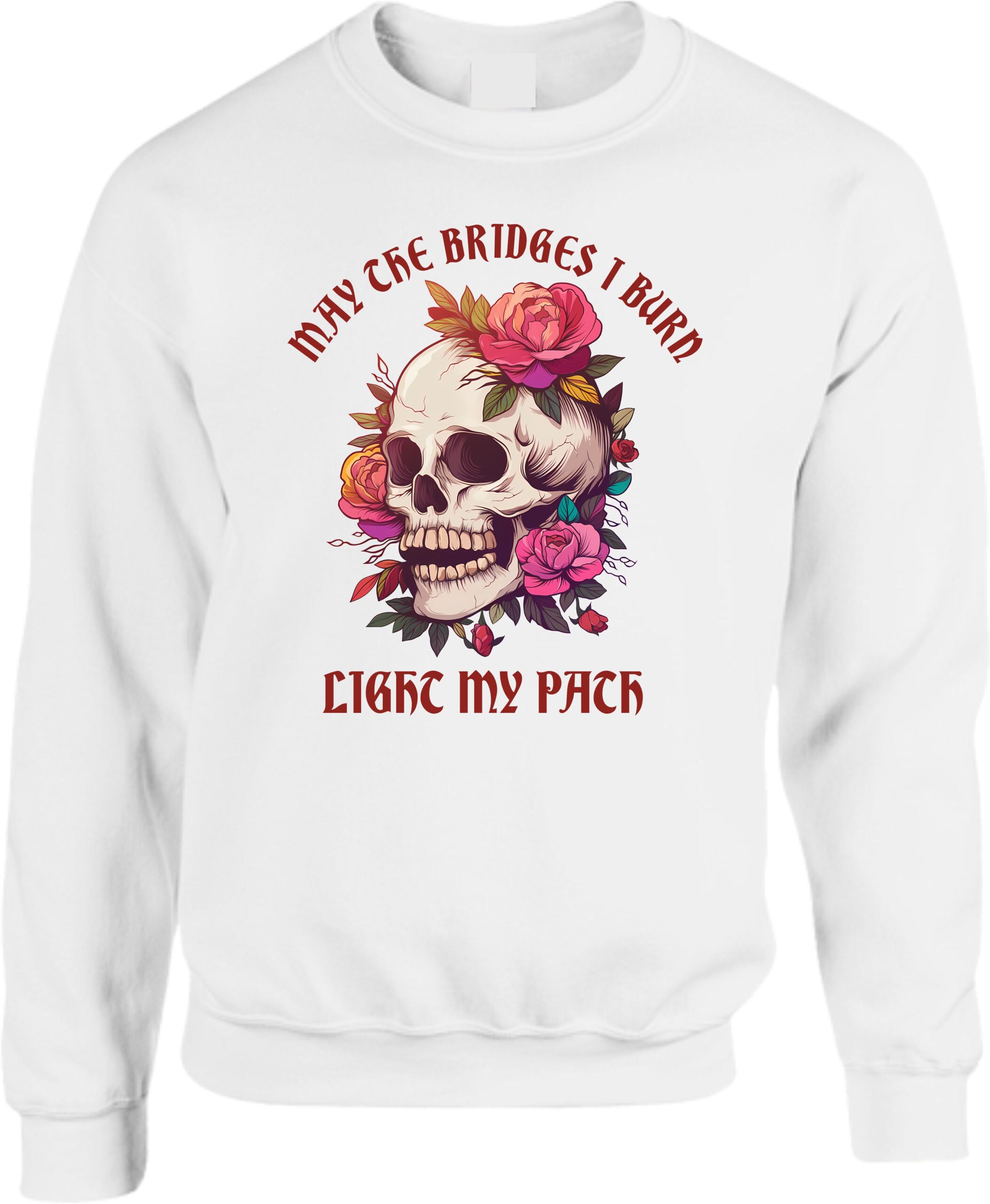 Floral Skull May The Bridges I Burn Graphic Sweatshirt - Image 8