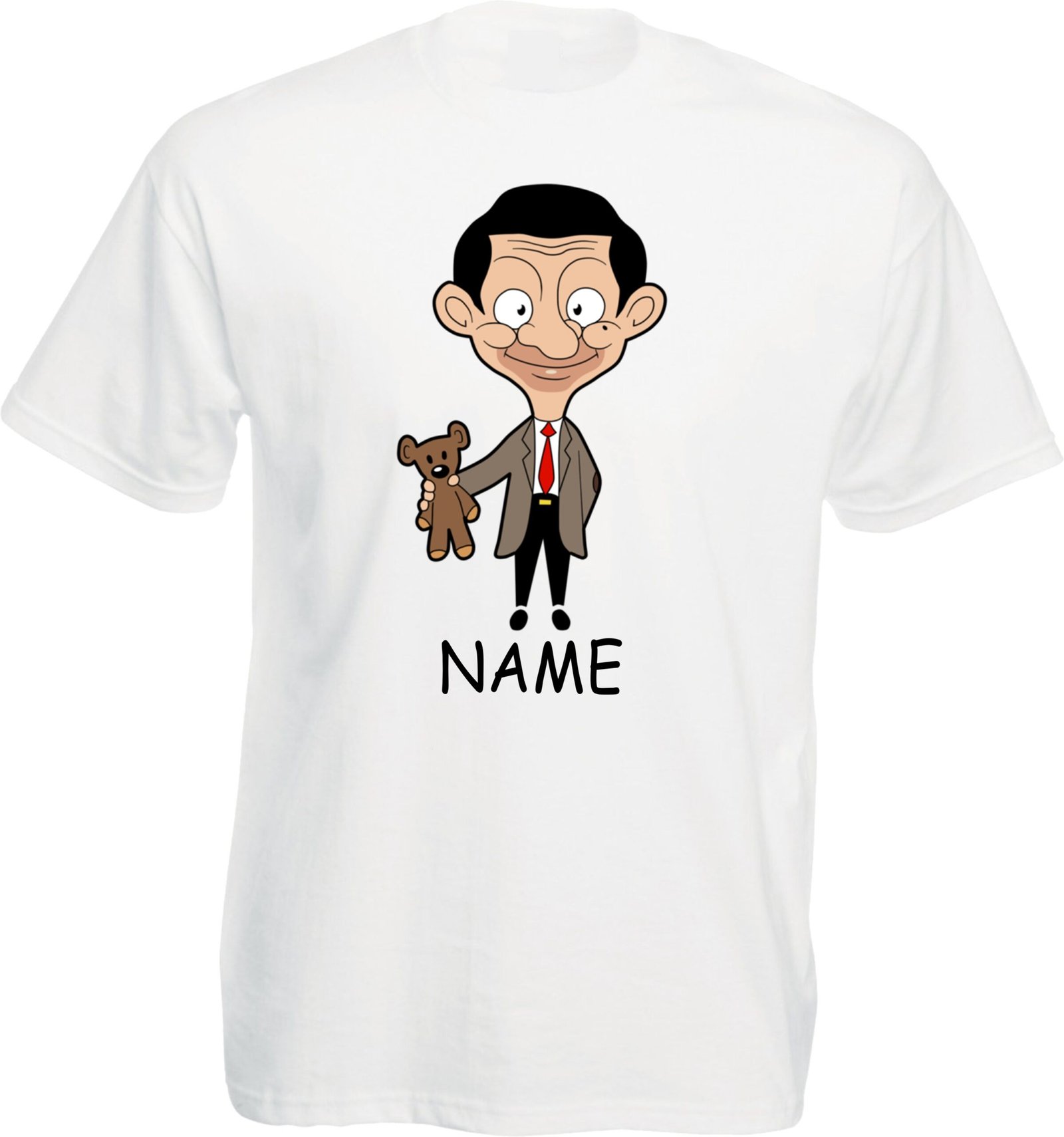 Personalized Mr Bean with Teddy White T-Shirt - Image 3